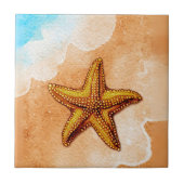 Aquarellfische am Strand Fliese (Vorderseite)