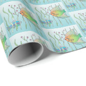 Aquarellfische, die in Schilf schwimmen Geschenkpapier (Rolleneckpunkt)