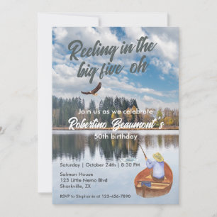 Aquarellfischerei am See 50. Geburtstagsparty Einladung