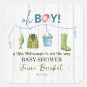 Aquarellfischerei Lure Baby Shower Boy Quadratischer Aufkleber (Vorderseite)