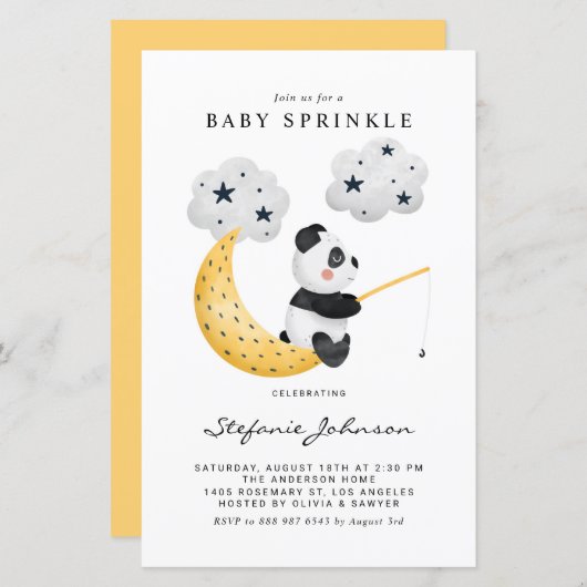 Aquarellfischerei Panda Baby Sprinkle Einladung (Vorne/Hinten)