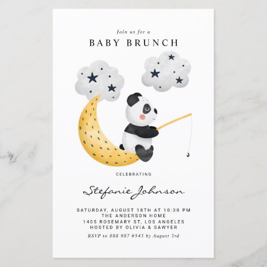 Aquarellfischerei Panda Kinderdusche Einladung (Vorderseite)