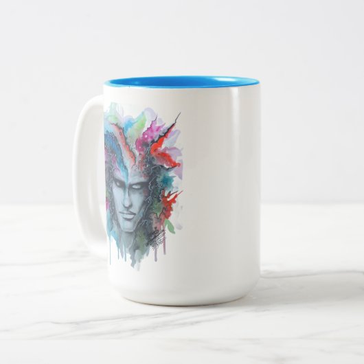 Aquarellfläche Zweifarbige Tasse (Vorderseite Links)