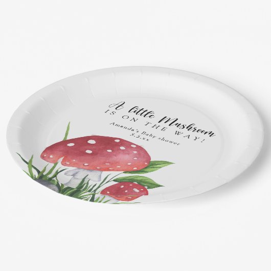 Aquarellfliege ist unterwegs! Babydusche Pappteller (Schrägansicht)