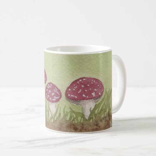 Aquarellfliegen Agariäre Pilze Kaffee Tasse (VorderseiteRechts)