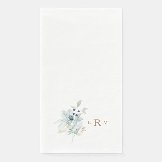 Aquarellfolien Gold Monogram Serviette (Vorderseite)