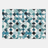 Aquarellformen Diamanten Kreise Rechtecke Blau Geschenkpapier Set (Vorderseite)