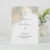 Aquarellformen Grüner Glitzer Einladung zur Hochze (Stehend Vorderseite)