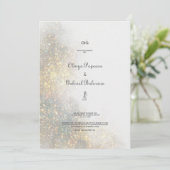Aquarellformen Grüner Glitzer Einladung zur Hochze (Stehend Vorderseite)