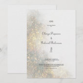 Aquarellformen Grüner Glitzer Einladung zur Hochze (Vorne/Hinten)