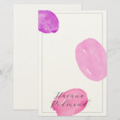 Aquarellformen rosa Rahmen Briefpapier (Vorne/Hinten)