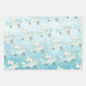 Aquarellfox Bunny & Mouse Flying Airplanes Geschenkpapier Set (Vorderseite)