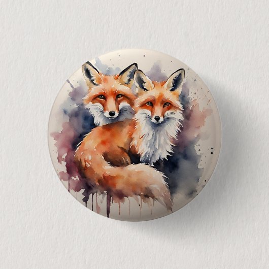 Aquarellfox Duo Button (Vorderseite)