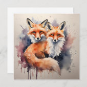 Aquarellfox Duo Einladung (Vorne/Hinten)
