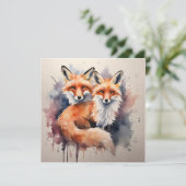 Aquarellfox Duo Einladung (Stehend Vorderseite)