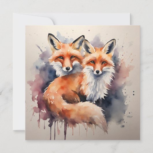 Aquarellfox Duo Einladung (Vorderseite)
