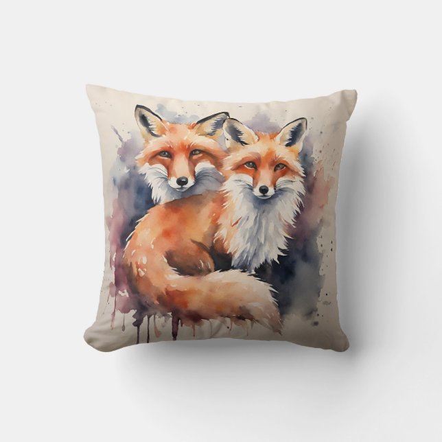 Aquarellfox Duo Kissen (Vorderseite)