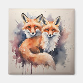Aquarellfox Duo Magnet (Vorne)
