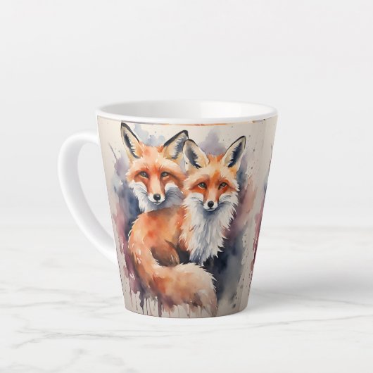 Aquarellfox Duo Milchtasse (Linke Ecke)