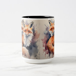 Aquarellfox Duo Zweifarbige Tasse