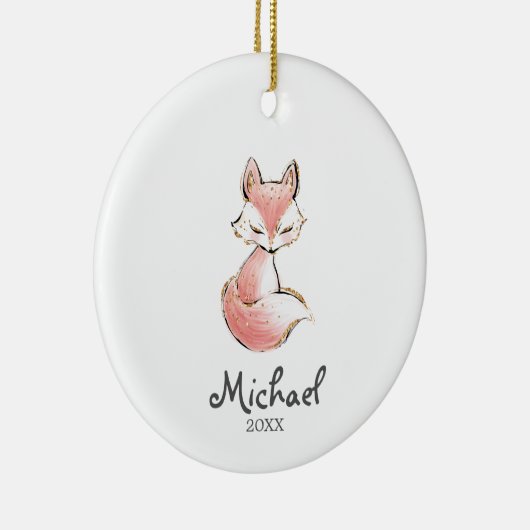 Aquarellfox Holzschnitzel Keramik Ornament (Rechts)