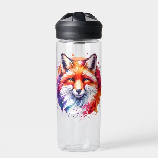 Aquarellfox-Illustration Trinkflasche (Vorderseite)