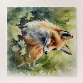 Aquarellfox Lebhafter Wald für Naturliebhaber Puzzle (Horizontal)