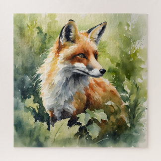 Aquarellfox Lebhafter Wald für Naturliebhaber Puzzle
