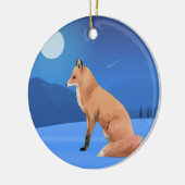 Aquarellfox und Moon Blue Night Weihnachtsbaum Keramik Ornament (Links)