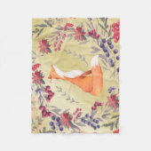 Aquarellfox-Winter-Beeren-Gold Fleecedecke (Vorderseite)
