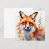Aquarellfoxportrait Einladung (Vorne/Hinten)