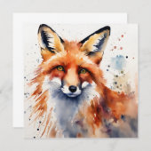 Aquarellfoxportrait Einladung (Vorne/Hinten)