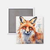 Aquarellfoxportrait Magnet (Vorderseite/Rückseite)