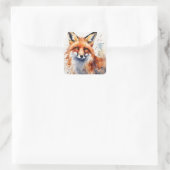 Aquarellfoxportrait Quadratischer Aufkleber (Tasche)