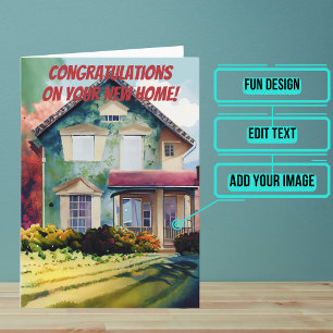 Aquarellfront Neue Zuhause Glückwünsche Karte