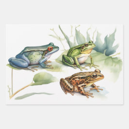 Aquarellfrosch mit tropischen Blume Geschenkpapier Set