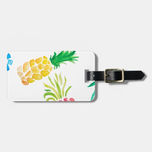 Aquarellfrucht, gelb, rosa und blau gepäckanhänger (Vorderseite horizontal)