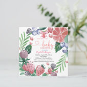 Aquarellfrüchte Berry Kariert Sweet Baby Dusche Einladung (Stehend Vorderseite)