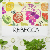 Aquarellfrüchte Nahtlose farbige Monogramm Geschirrtuch (Gefaltet)