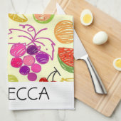 Aquarellfrüchte Nahtlose farbige Monogramm Geschirrtuch (Viertel Falte)