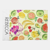 Aquarellfrüchte Nahtlose farbige Monogramm Geschirrtuch (Horizontal)