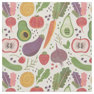 Aquarellfrüchte u. Veggies Stoff