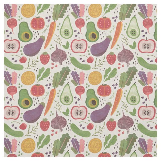 Aquarellfrüchte u. Veggies Stoff (Muster)