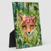 Aquarellfuchs-Blume und Grüne Blätter Fotoplatte (Seite)
