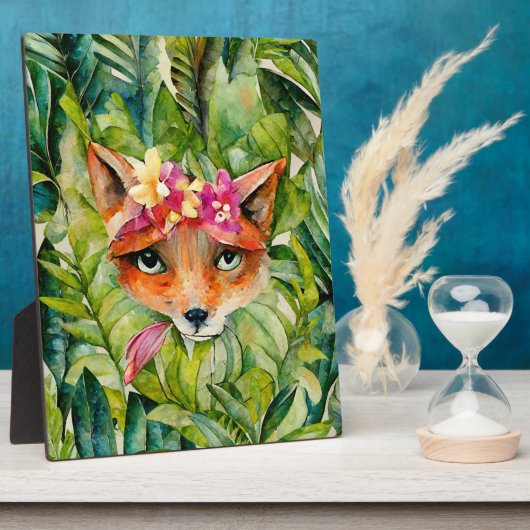 Aquarellfuchs-Blume und Grüne Blätter Fotoplatte (Seite)