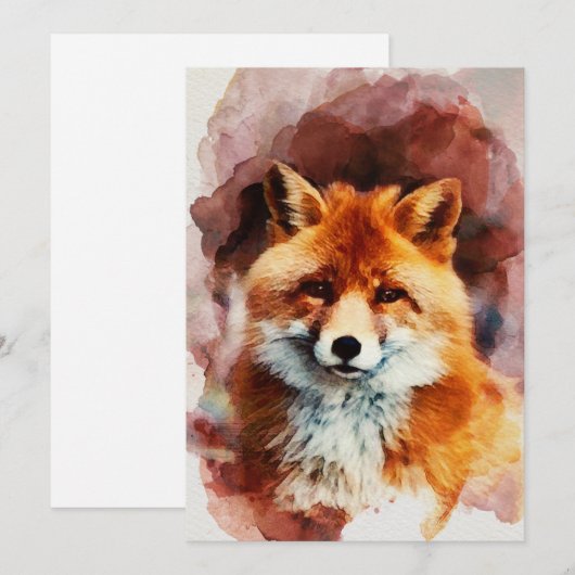 Aquarellfuchs Feiertagskarte (Vorne/Hinten)