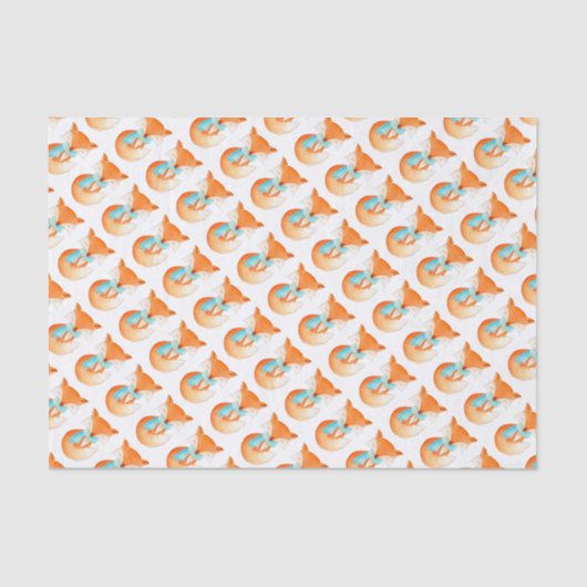 Aquarellfuchs im Schneeweihnachtsseidenpapier Seidenpapier (Vorderseite)