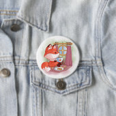 Aquarellfuchs mit Tee und Biskuits Button (Beispiel)