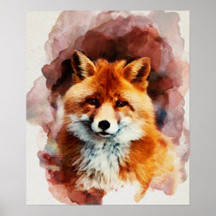 Aquarellfuchs Poster