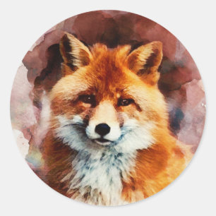 Aquarellfuchs Runder Aufkleber